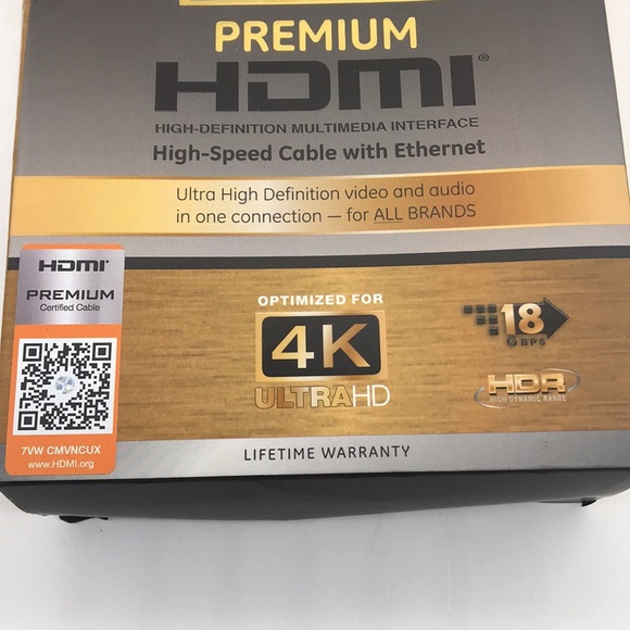 General Electric Premium HDMI High Speed Cable W/Ethernet-4K / 10 feet Long - Picture 4 of 9